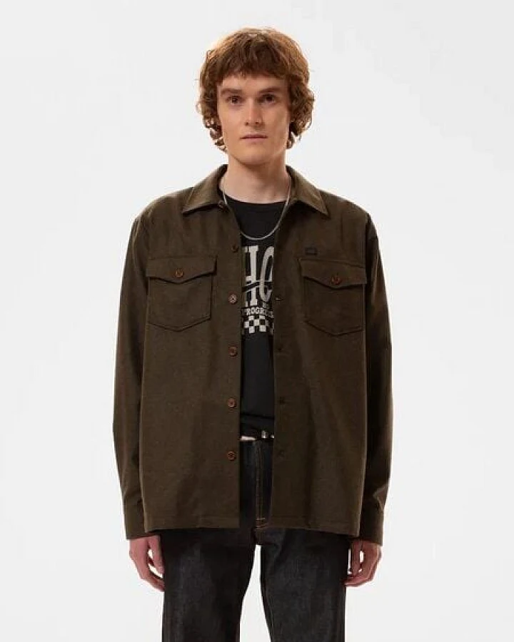 Nudie Jeans Vincent Melange Board Shirt - Green