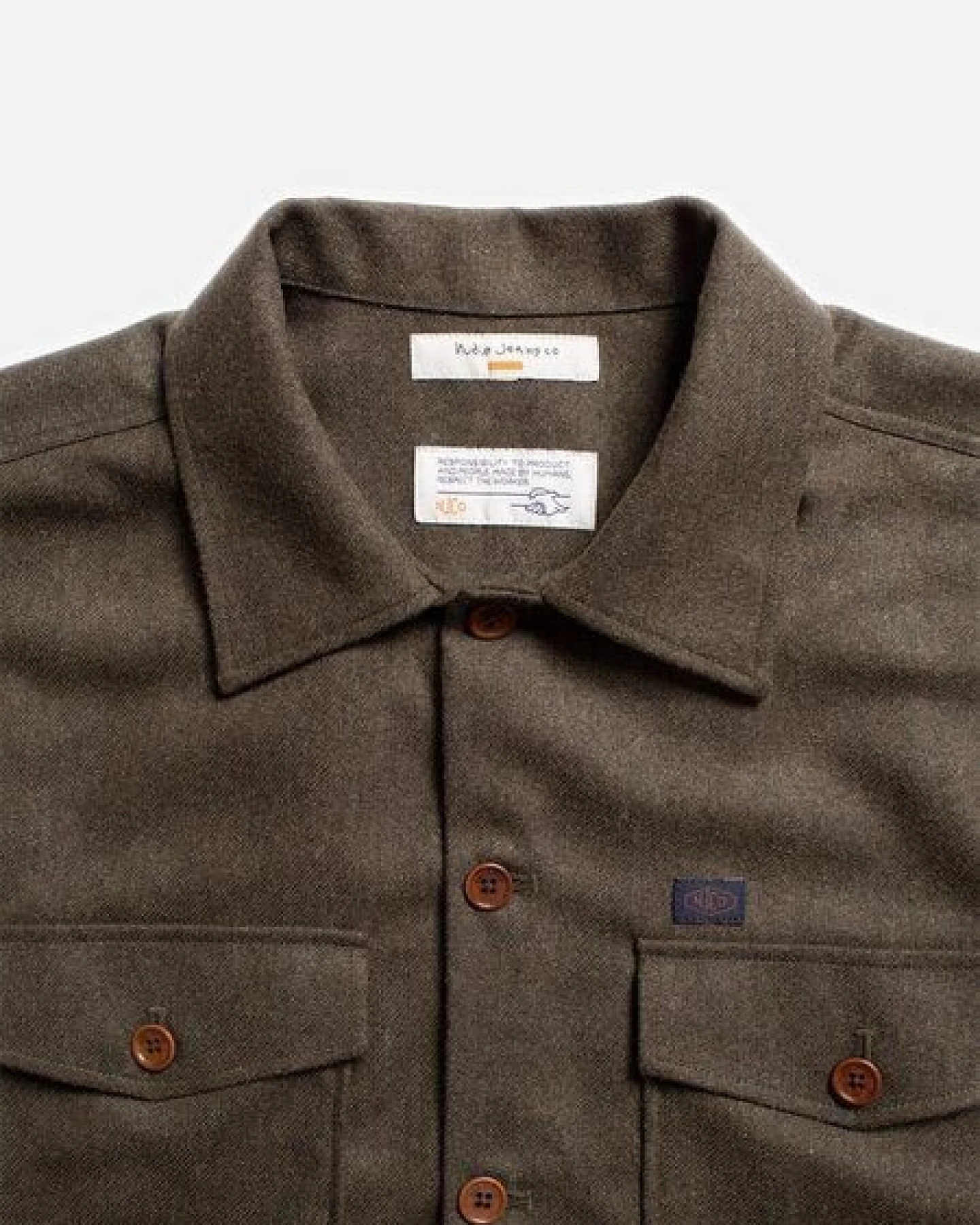 Nudie Jeans Vincent Melange Board Shirt - Green – Ansicht 3
