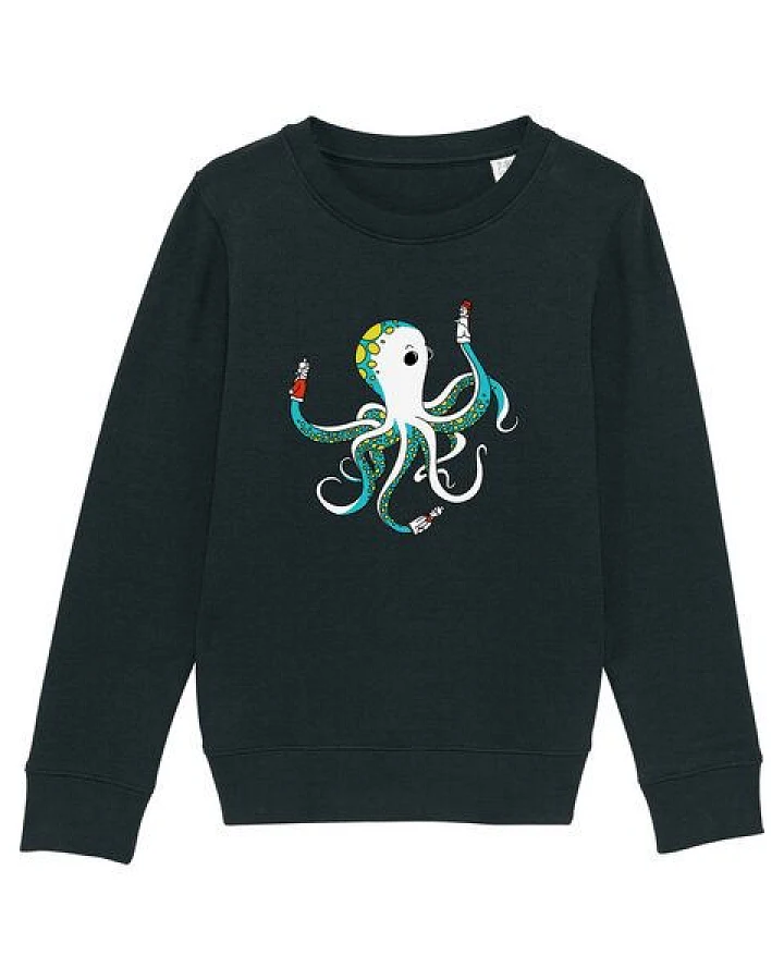 Spangeltangel Kinder-Sweatshirt "Oktopus", bedruckt,
