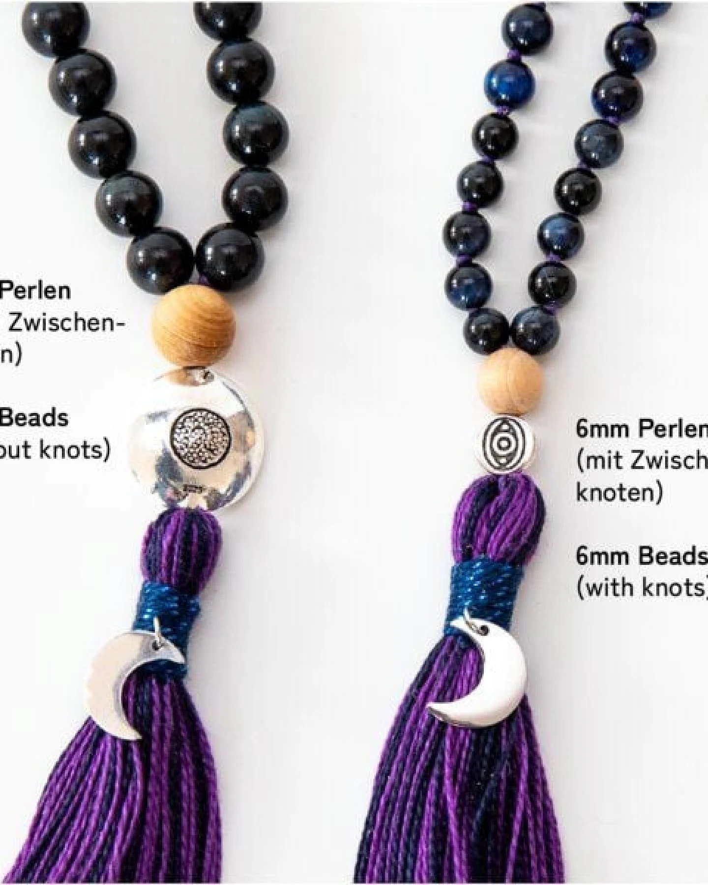Divasya Mala-Kette "Moon Child" aus Amethyst- Mondstein- Lapislazuli (u.a.) – Ansicht 3