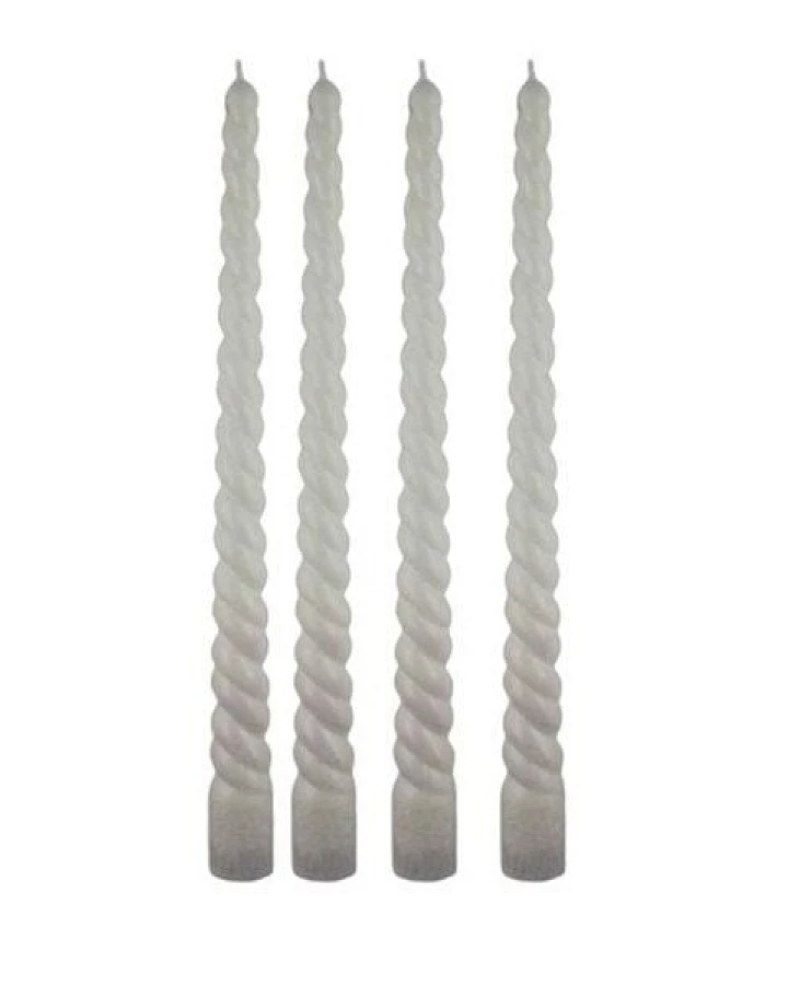 ReineNatur Spiralkerzen aus Olivenwachs – Stabkerzen - 4er Set – H: 26 cm, Ø unten 2 cm