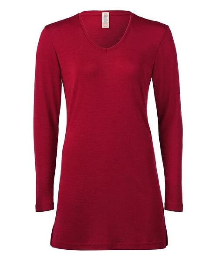 Engel natur Damen Long-Schlaf-Shirt langarm Bio-Schurwolle/Seide