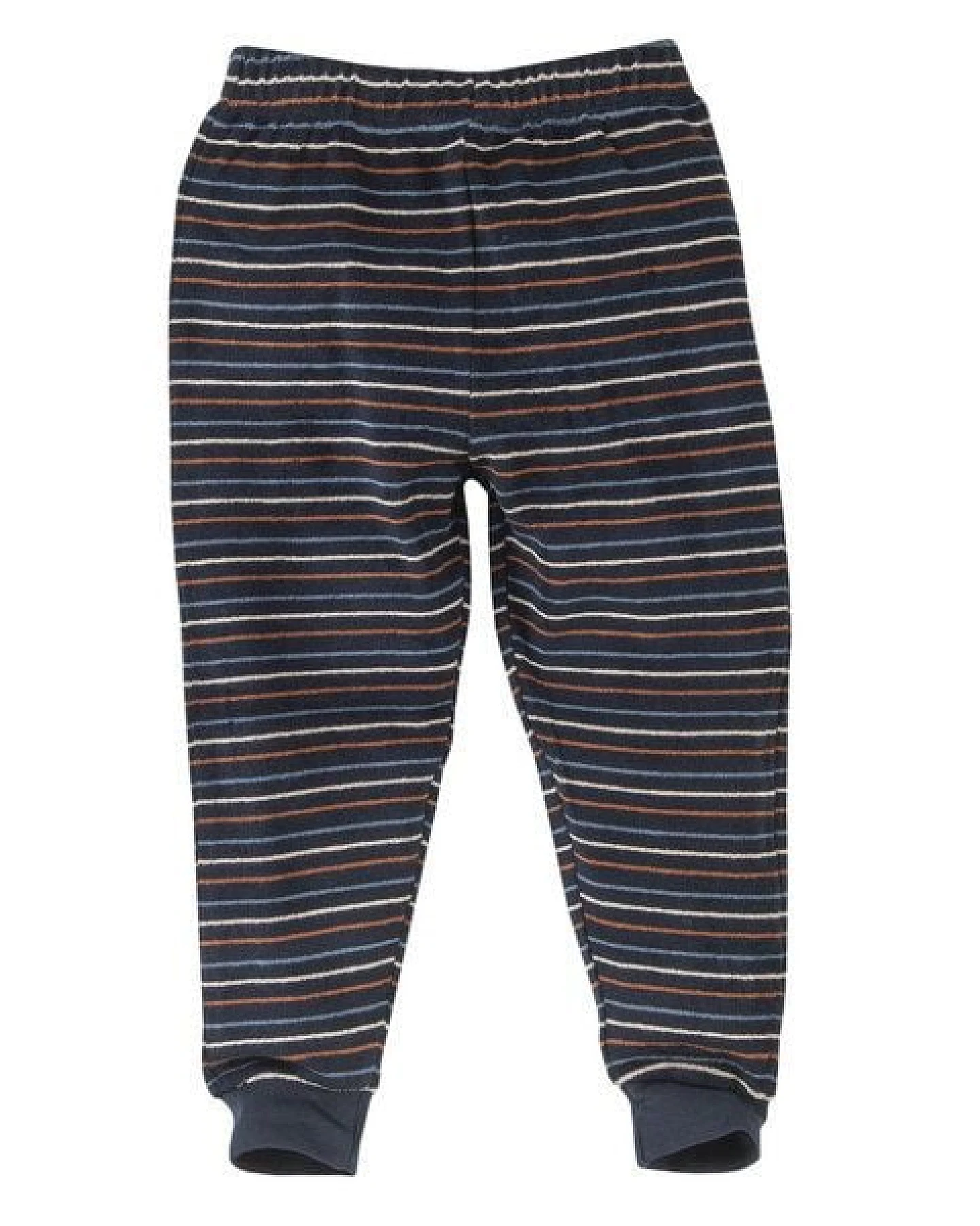 People Wear Organic Pyjama, Langarm Frottée-Schlafanzug, dunkelblau-bunt-geringelt, 100% Baumwolle (Bio) – Ansicht 4