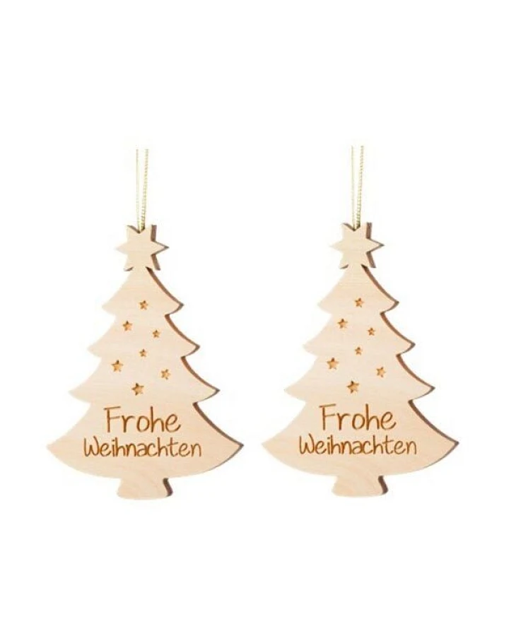 ReineNatur Weihnachtsbaum – Anhänger - Zirbe – Frohe Weihnachten – 2er-Set