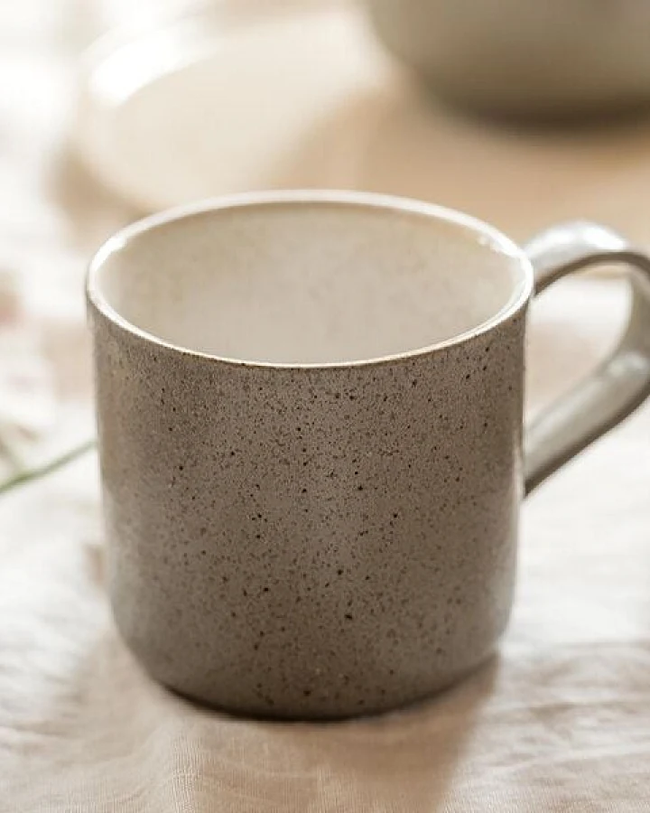 EDDA stoneware Handgemachte Steingut Tasse Ddoria - Granit Grau (ø 8 x 9 cm, 0,35 L)