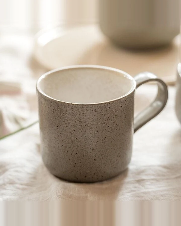 EDDA stoneware Handgemachte Steingut Tasse Ddoria - Granit Grau (ø 8 x 9 cm, 0,35 L)