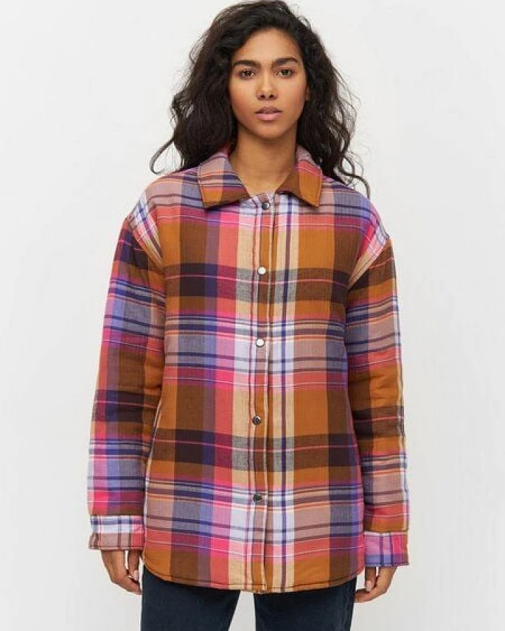 KnowledgeCotton Apparel Damen "OVERSIZE CHECK OVERSHIRT" - aus Biobaumwolle und recyceltem Post-Consumer-Polyester, Multikaro