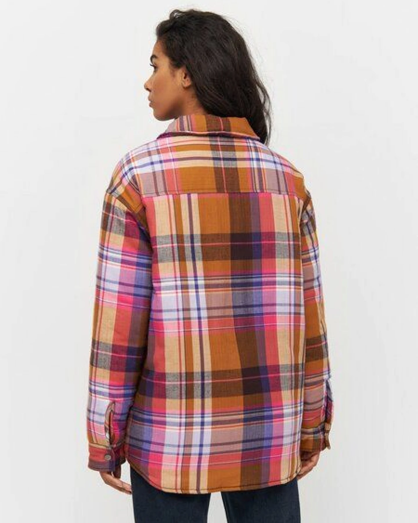 KnowledgeCotton Apparel Damen "OVERSIZE CHECK OVERSHIRT" - aus Biobaumwolle und recyceltem Post-Consumer-Polyester, Multikaro – Ansicht 2