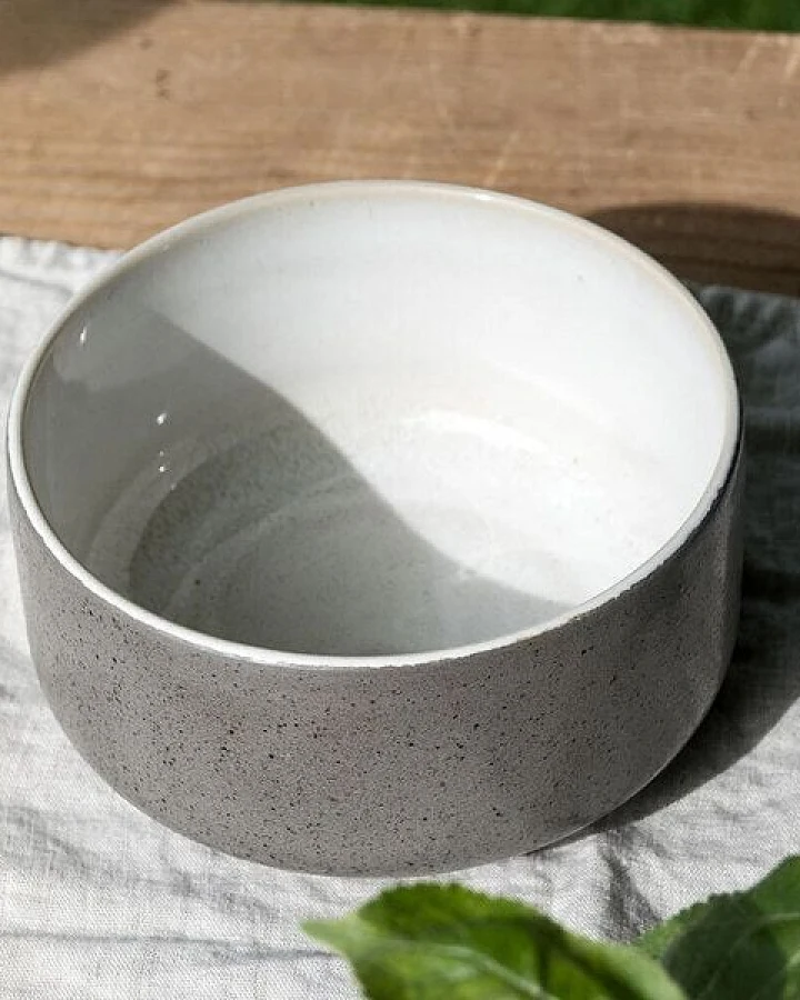 EDDA stoneware Handgemachte Steingut Schüssel Ddoria - Granit Grau (ø 13,5 x 7,5 cm, 0,65 L)