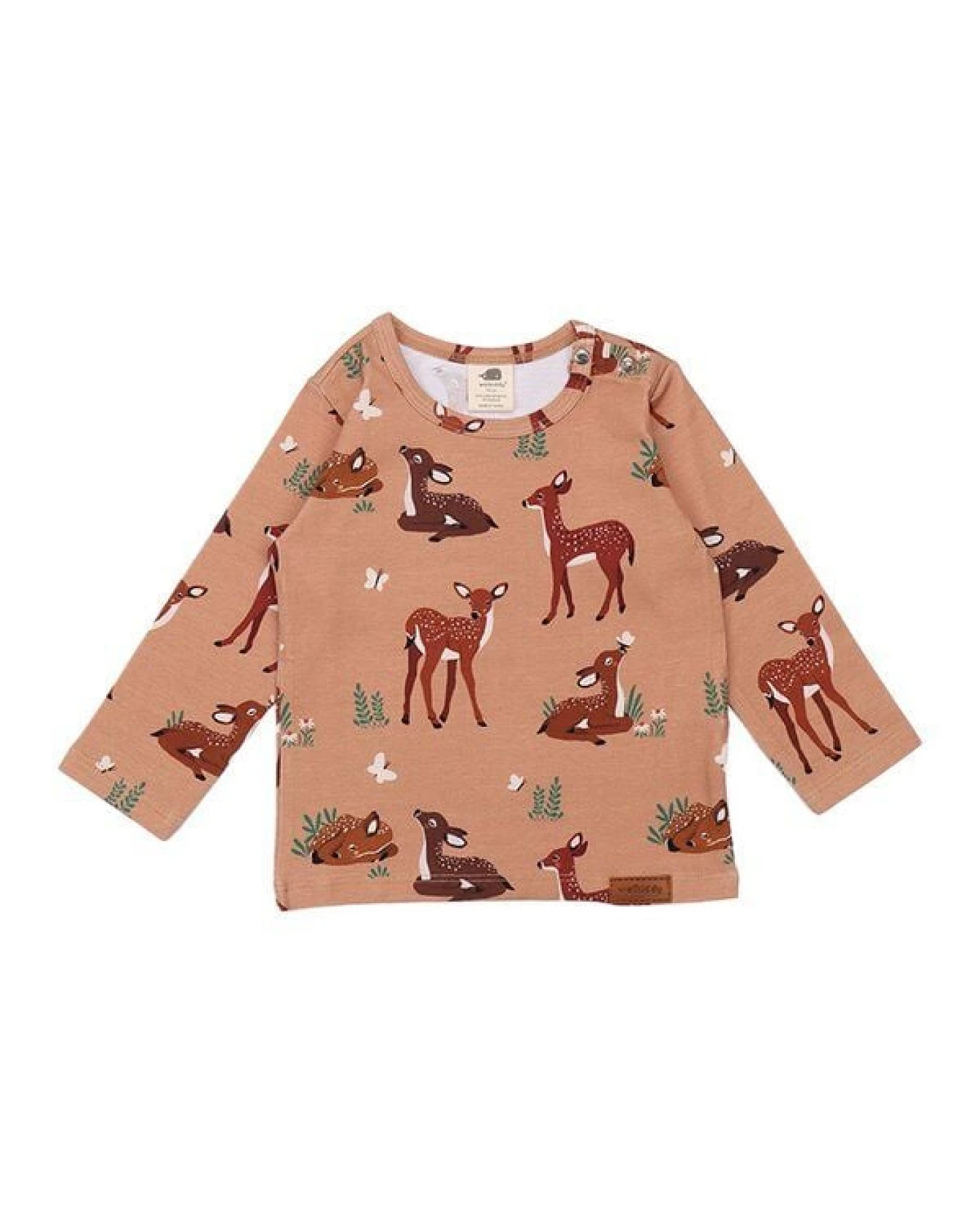 Baby Langarmshirt GOTS zertifiziert, Bio-Baumwolle, rosa, Tiermuster, weich, elastisch (5% Elasthan) – Walkiddy – Ansicht 2