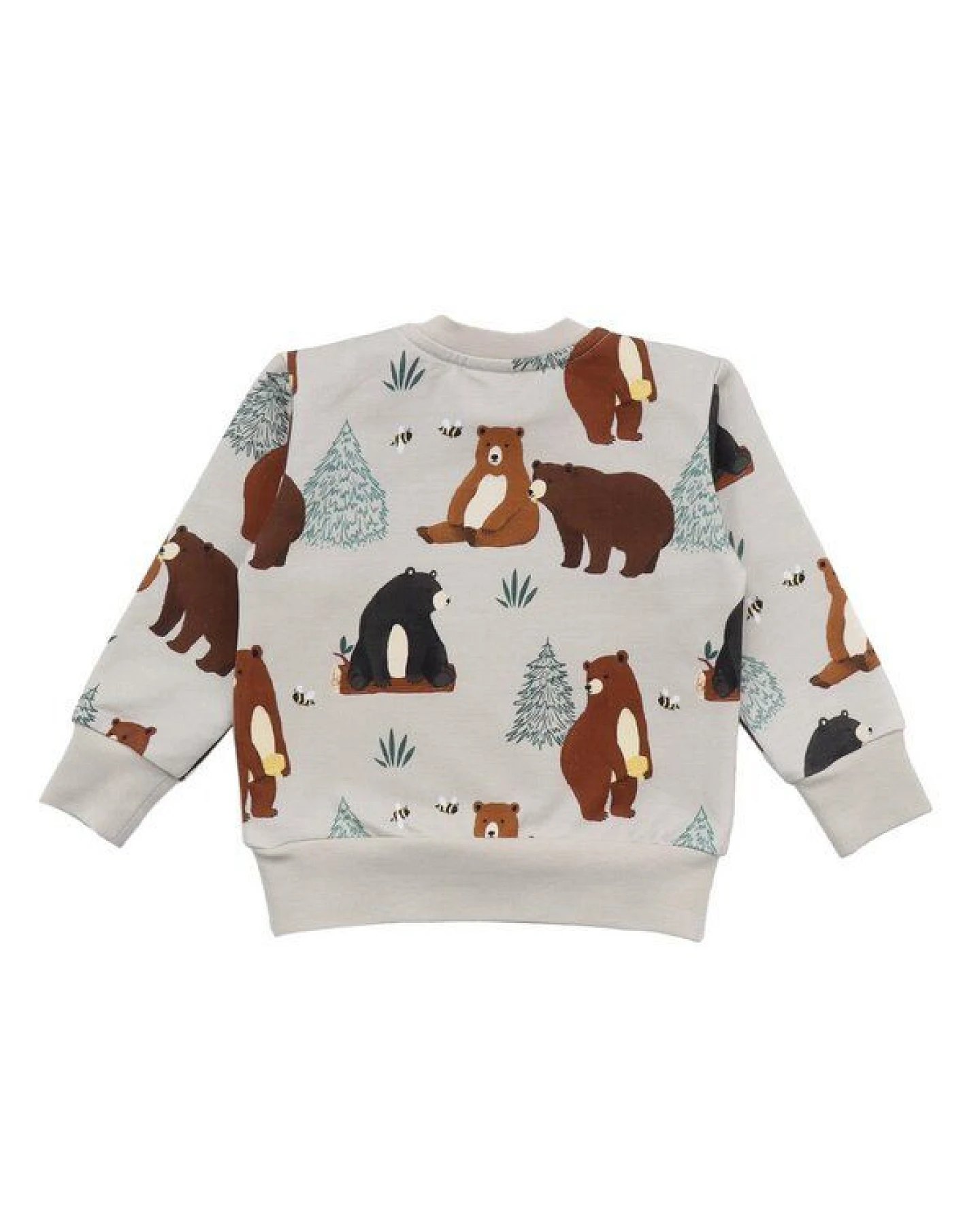 Baby Sweatshirt GOTS zertifiziert, 95% Bio-Baumwolle, beige, Bären-Allover, weich & bequem – Walkiddy – Ansicht 3