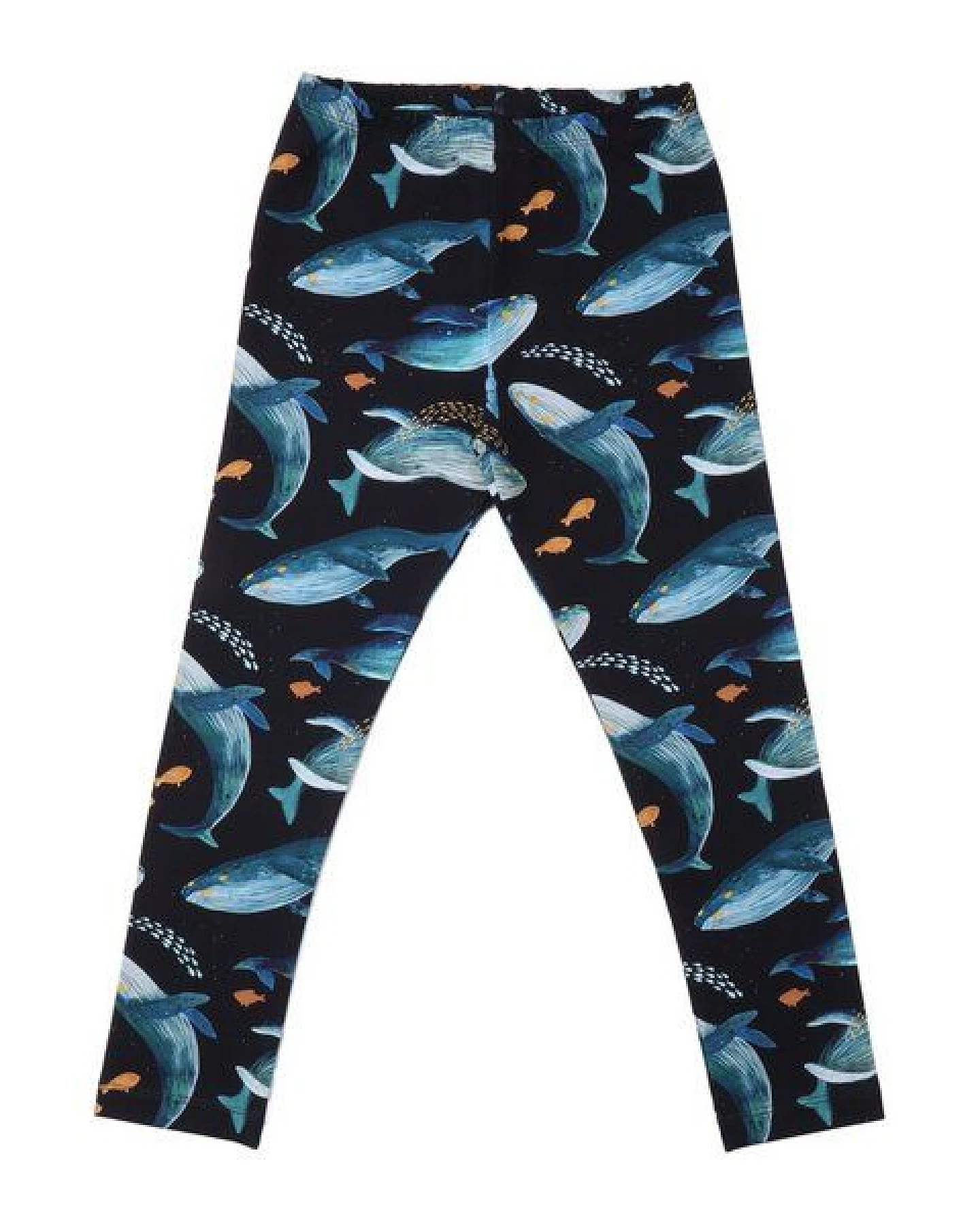 Kleinkinder Leggings GOTS zertifiziert, marineblau, Wal-Allover „Humpback Whale“, Bio-Baumwolle, weich – Walkiddy – Ansicht 2