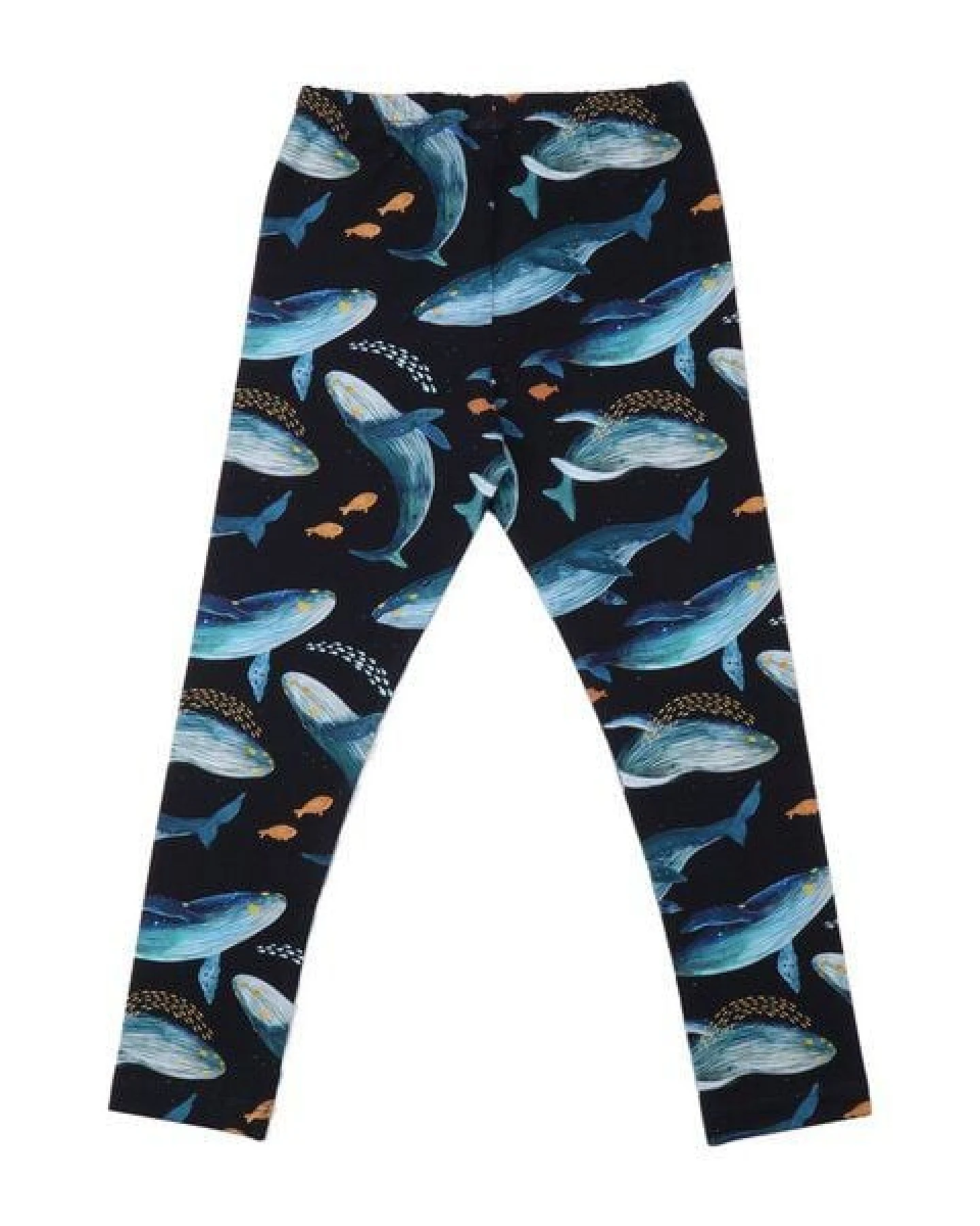 Kleinkinder Leggings GOTS zertifiziert, marineblau, Wal-Allover „Humpback Whale“, Bio-Baumwolle, weich – Walkiddy – Ansicht 3