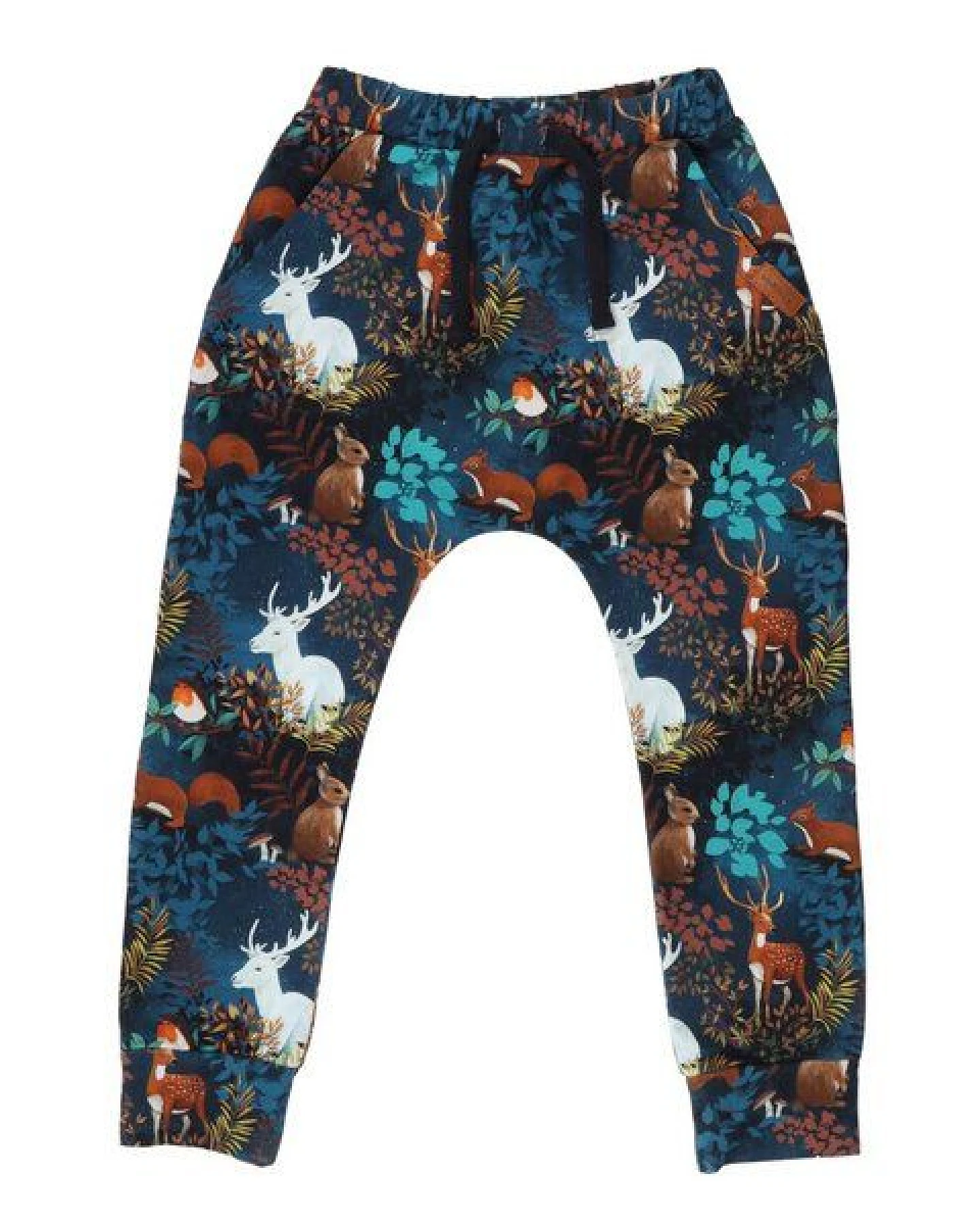 Kinder Jogginghose GOTS zertifiziert Bio-Baumwolle Dunkelblau Allover-Print „Secret Forest“ – Walkiddy – Ansicht 2