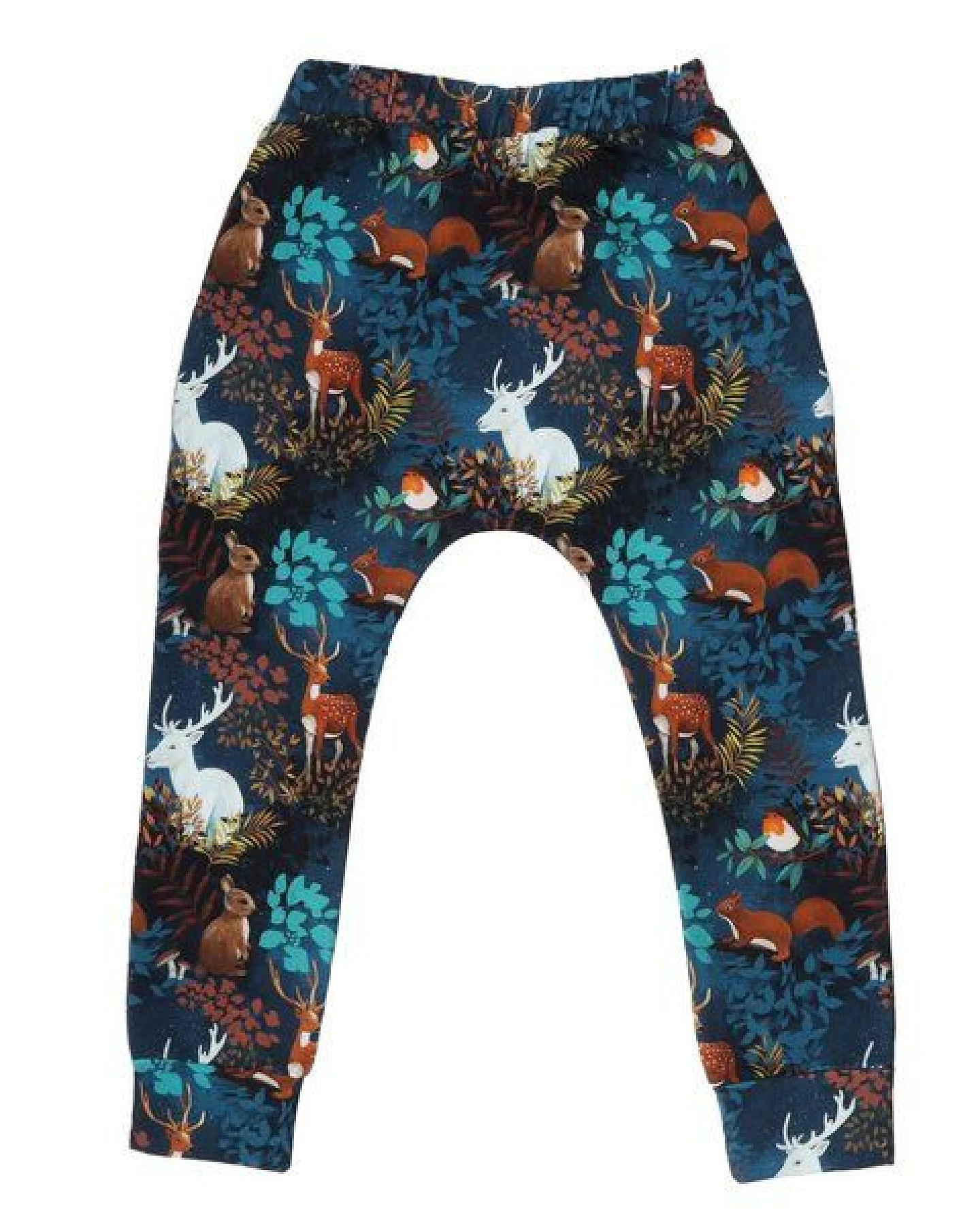 Kinder Jogginghose GOTS zertifiziert Bio-Baumwolle Dunkelblau Allover-Print „Secret Forest“ – Walkiddy – Ansicht 3