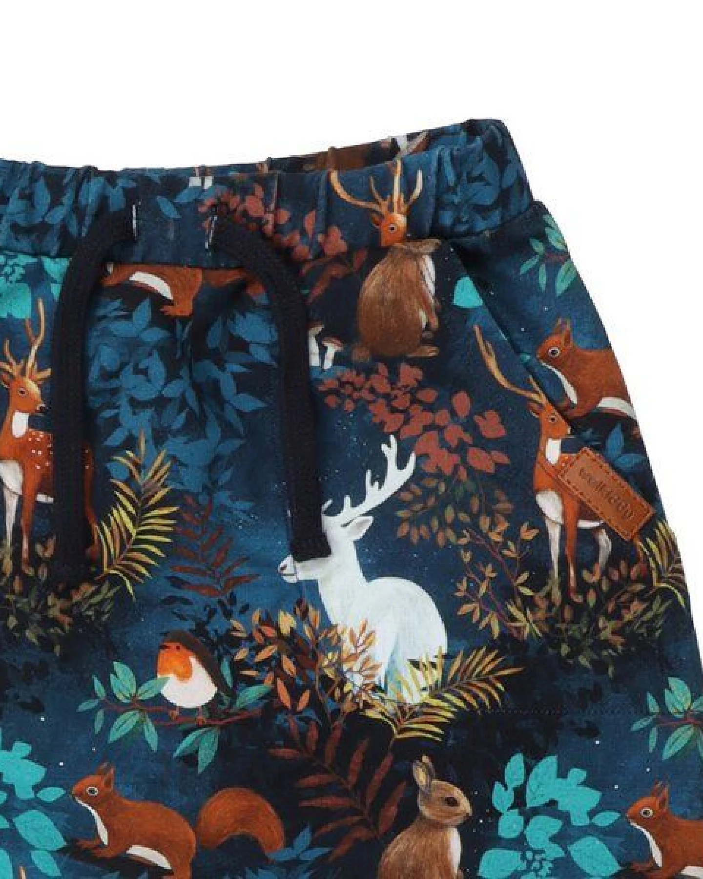 Kinder Jogginghose GOTS zertifiziert Bio-Baumwolle Dunkelblau Allover-Print „Secret Forest“ – Walkiddy – Ansicht 4