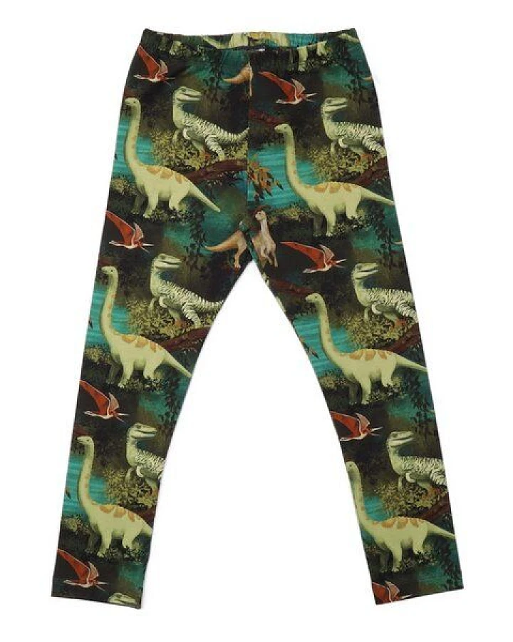 Babyleggings GOTS-zertifiziert aus Bio-Baumwolle grün mit Dinosaurier-Motiv – Walkiddy
