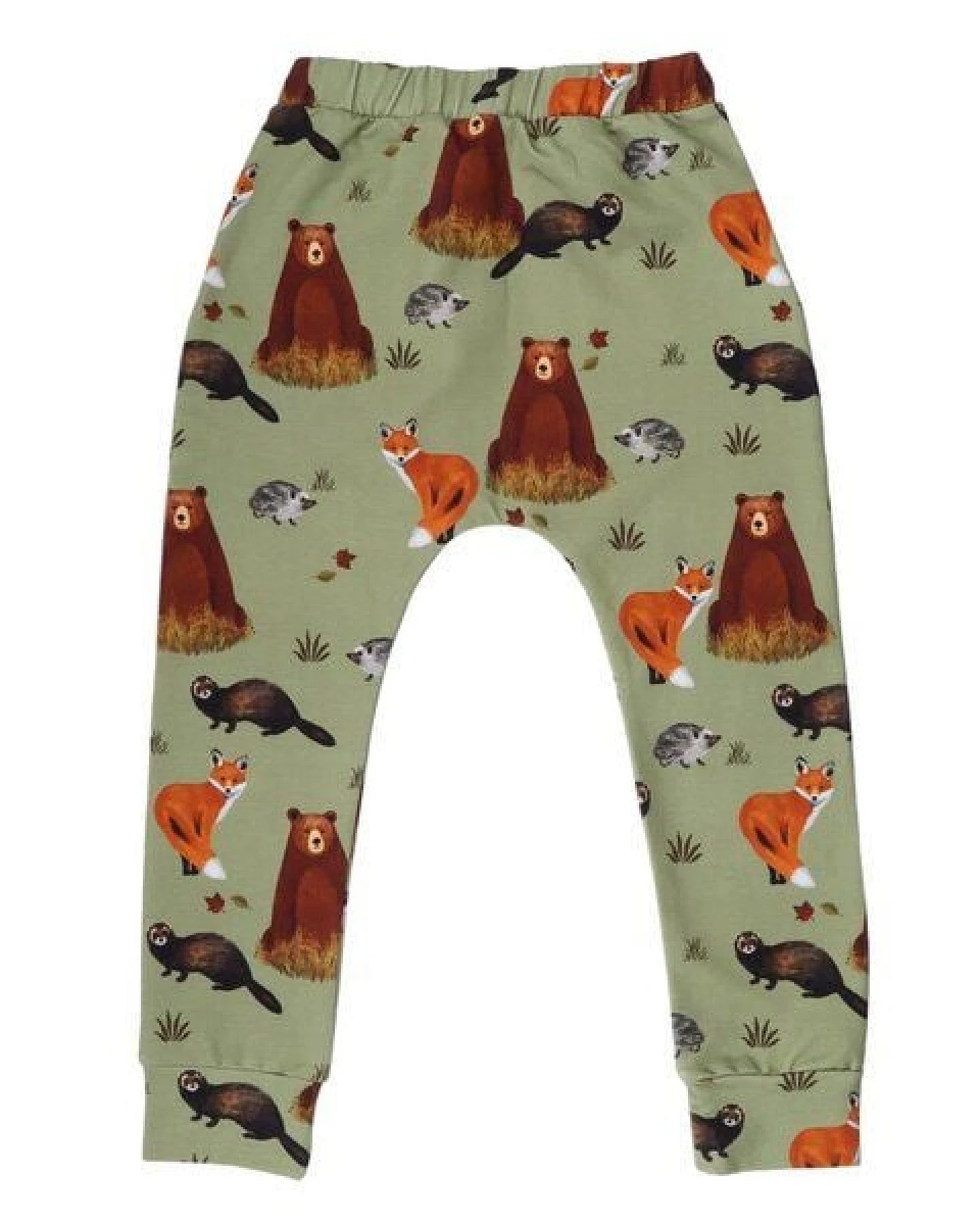 Kinder Jogginghose GOTS zertifiziert Bio-Baumwolle Grün Allover-Print Tipi-Motiv elastischer Bund – Walkiddy – Ansicht 3