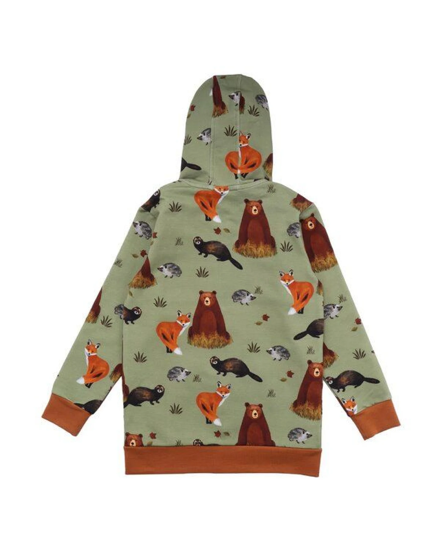 Kinder Sweatjacke GOTS zertifiziert Bio-Baumwolle, Grün, Waldmuster, Walkiddy – Ansicht 3