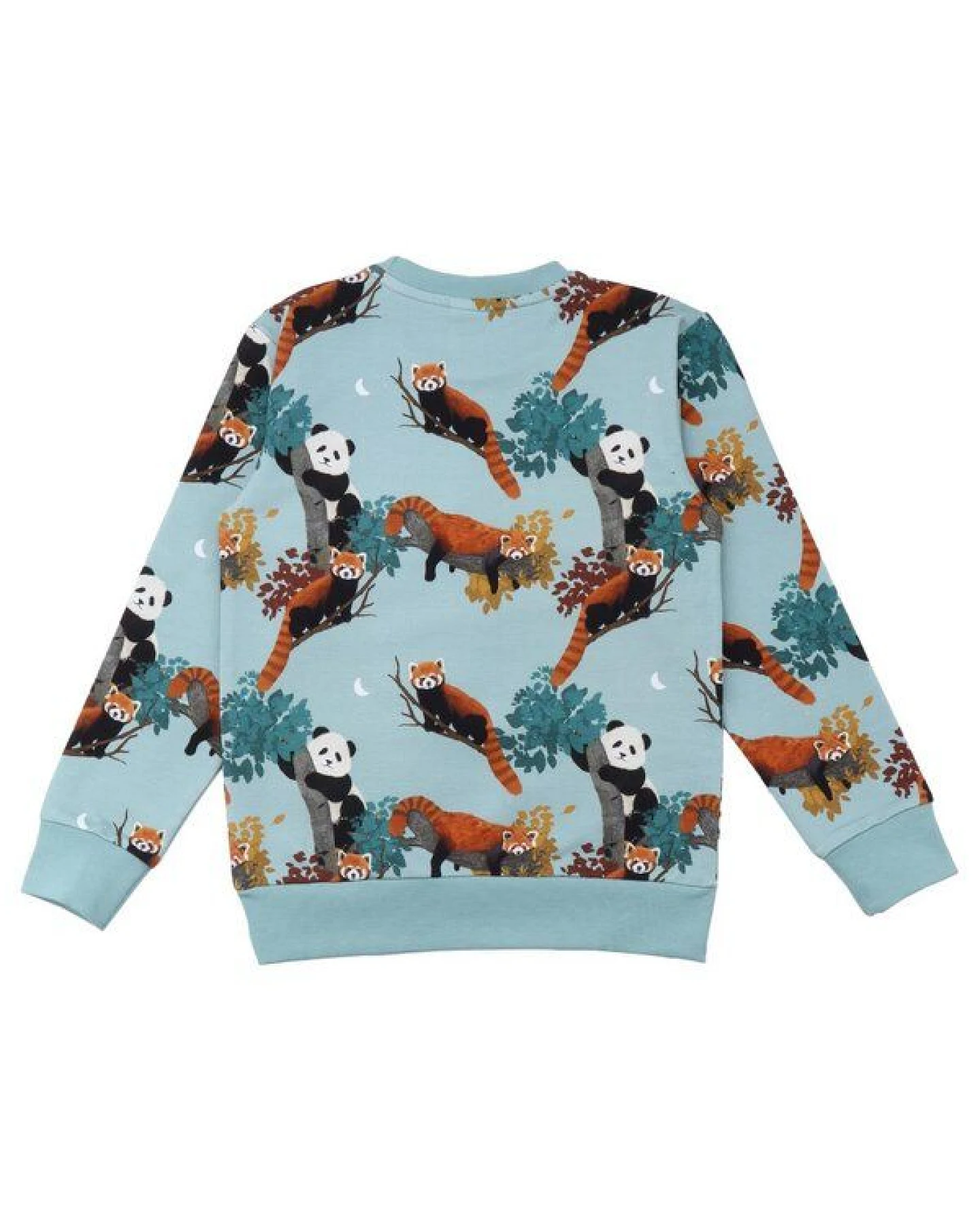 Baby Sweatshirt GOTS zertifiziert, blau, „Panda Friends“ Allover, Bio-Baumwolle, weich – Walkiddy – Ansicht 3