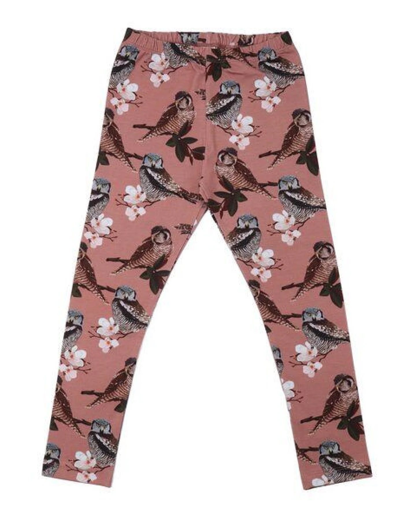 Leggings Kinder aus Baumwolle „Owl Friends“ altrosa mit Eulenmotiv, elastische Jerseyhose für Alltag & Kita – Walkiddy – Ansicht 2