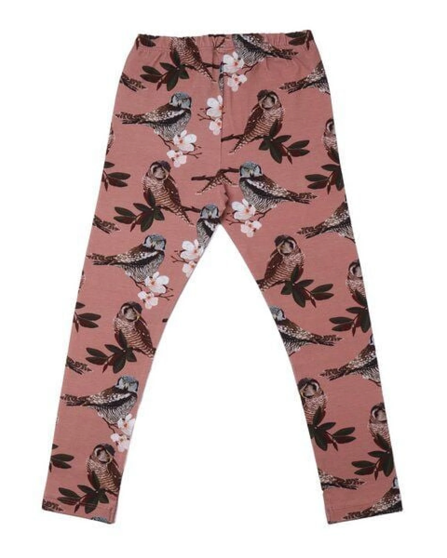 Leggings Kinder aus Baumwolle „Owl Friends“ altrosa mit Eulenmotiv, elastische Jerseyhose für Alltag & Kita – Walkiddy – Ansicht 3
