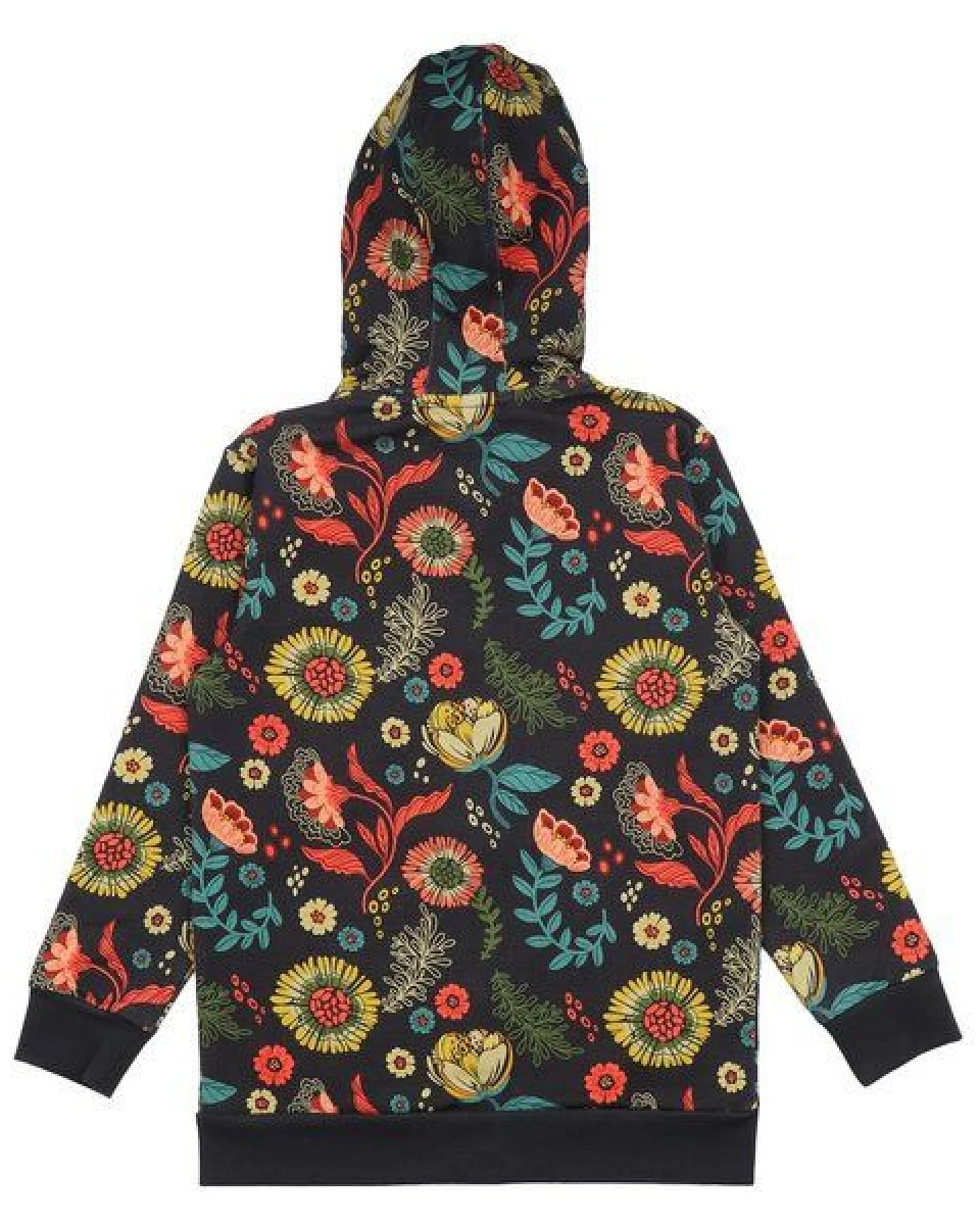 Kinder Sweatjacke GOTS zertifiziert Bio-Baumwolle, Dunkelblau, Blumenmuster, Walkiddy – Ansicht 3