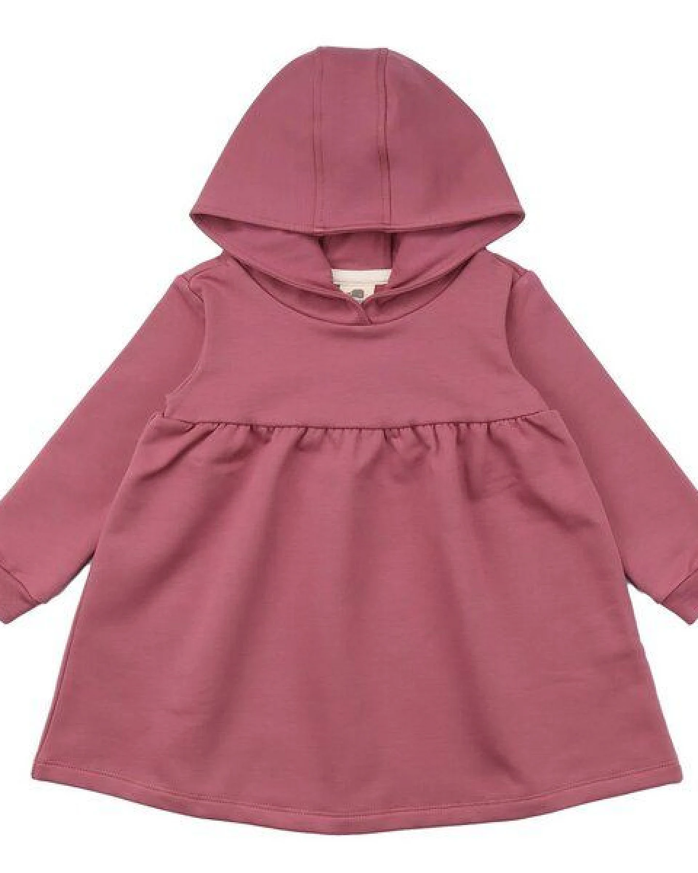 Kinder Kleid GOTS zertifiziert – 95% Bio-Baumwolle, Rosa, Langarm mit Kapuze, 5% Elasthan, weich & bequem – Ansicht 2