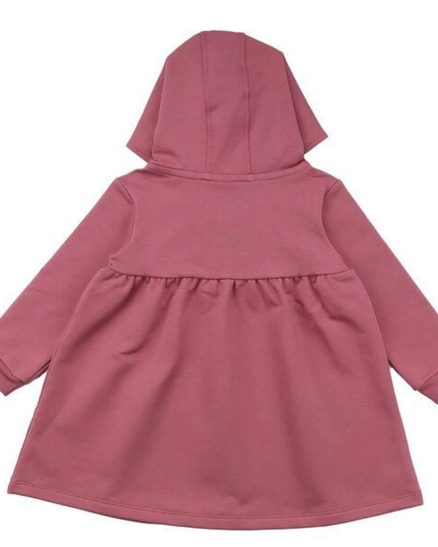 Kinder Kleid GOTS zertifiziert – 95% Bio-Baumwolle, Rosa, Langarm mit Kapuze, 5% Elasthan, weich & bequem – Ansicht 3