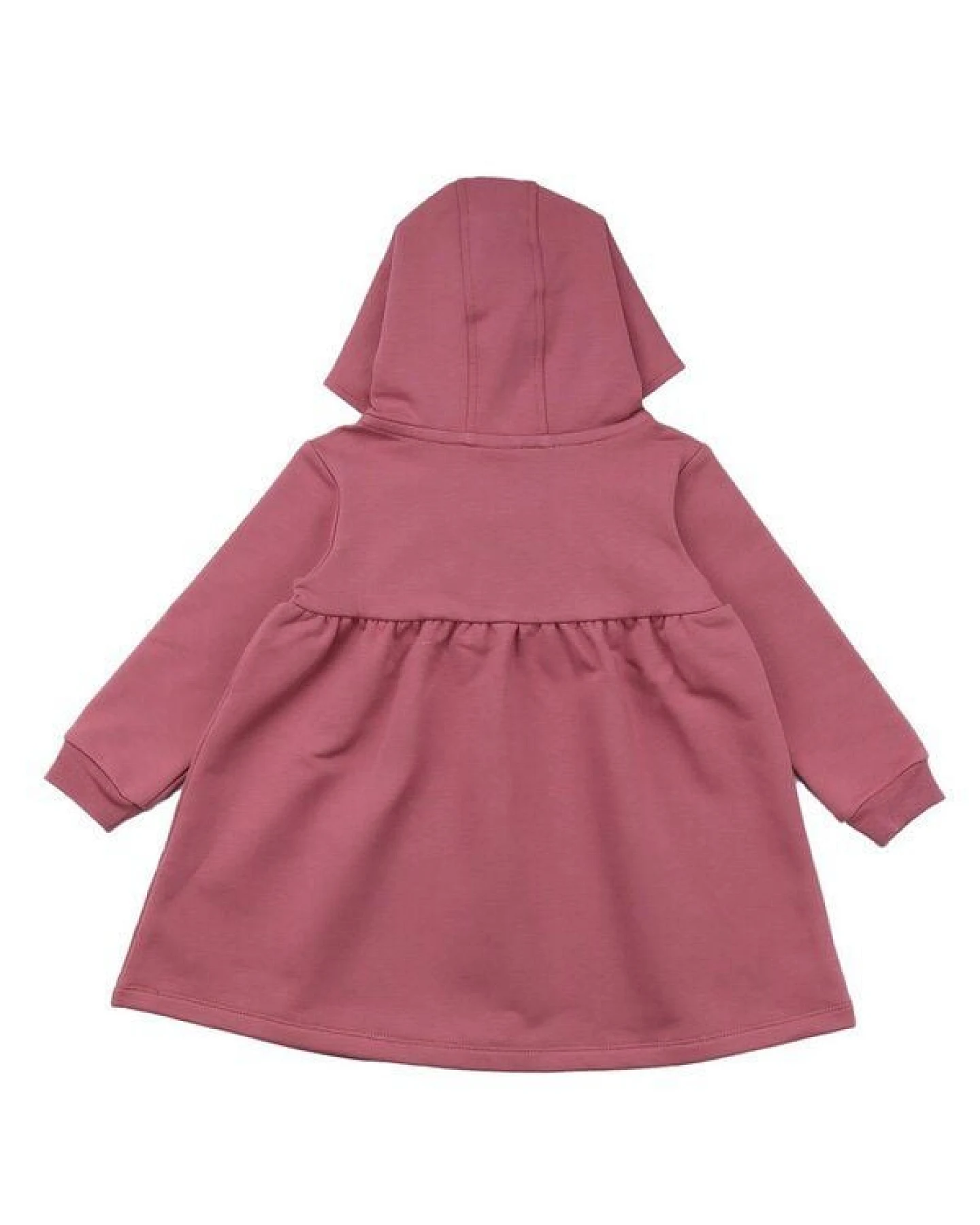 Kinder Kleid GOTS zertifiziert – 95% Bio-Baumwolle, Rosa, Langarm mit Kapuze, 5% Elasthan, weich & bequem – Ansicht 3