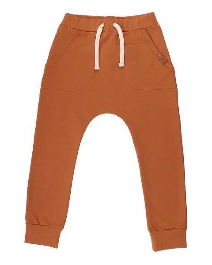 Kinder Jogginghose GOTS zertifiziert Bio-Baumwolle Braun uni elastischer Bund „Deep Brown“ – Walkiddy