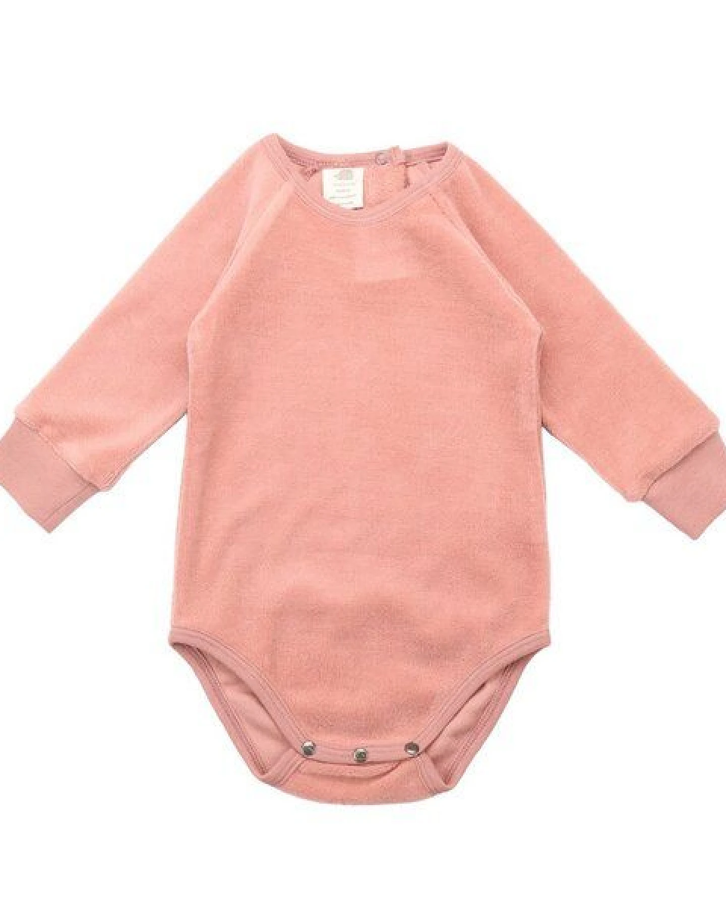 Baby Langarmbody GOTS zertifiziert, rosé, Bio-Baumwolle, weich & bequem, Druckknöpfe – Walkiddy – Ansicht 2