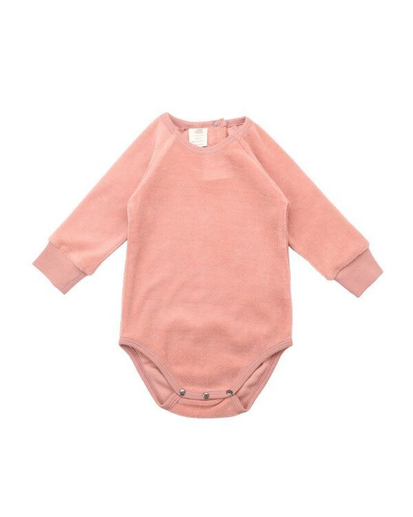 Baby Langarmbody GOTS zertifiziert, rosé, Bio-Baumwolle, weich & bequem, Druckknöpfe – Walkiddy – Ansicht 2