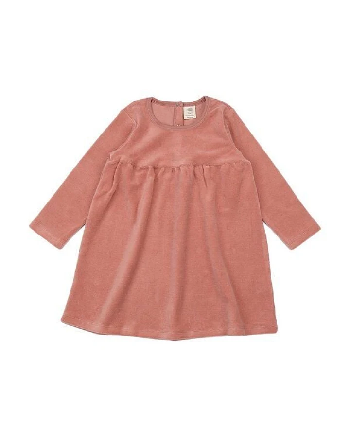 Kinder Langarmkleid GOTS zertifiziert, Bio-Baumwolle, rosa, weich & bequem – Walkiddy