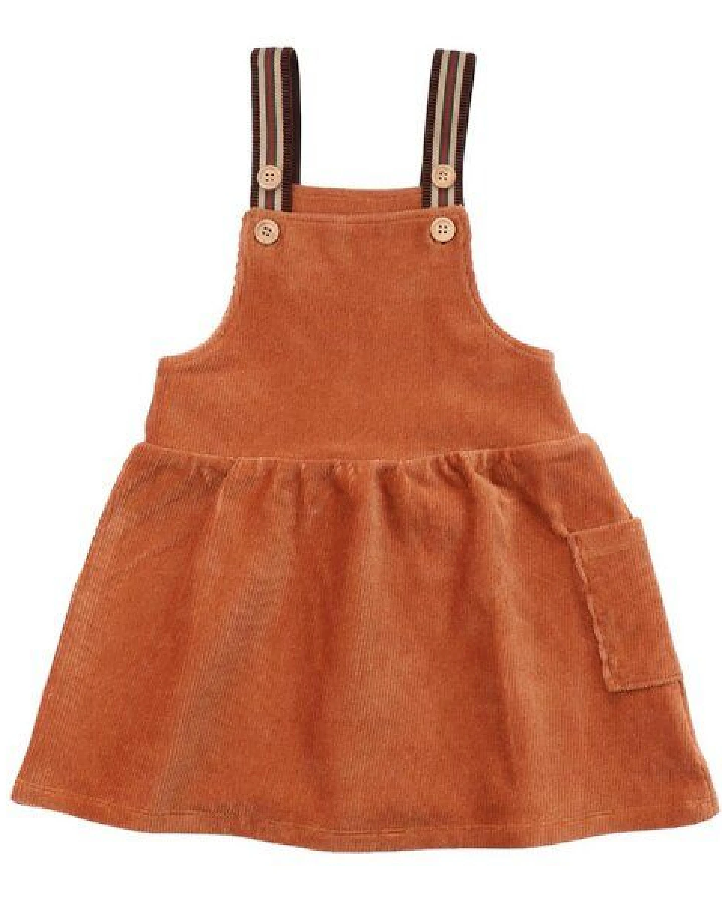 Kinder Trägerkleid GOTS zertifiziert – Cord in Braun, 95% Bio-Baumwolle, 5% Elasthan, bequem & kombinierbar – Ansicht 2