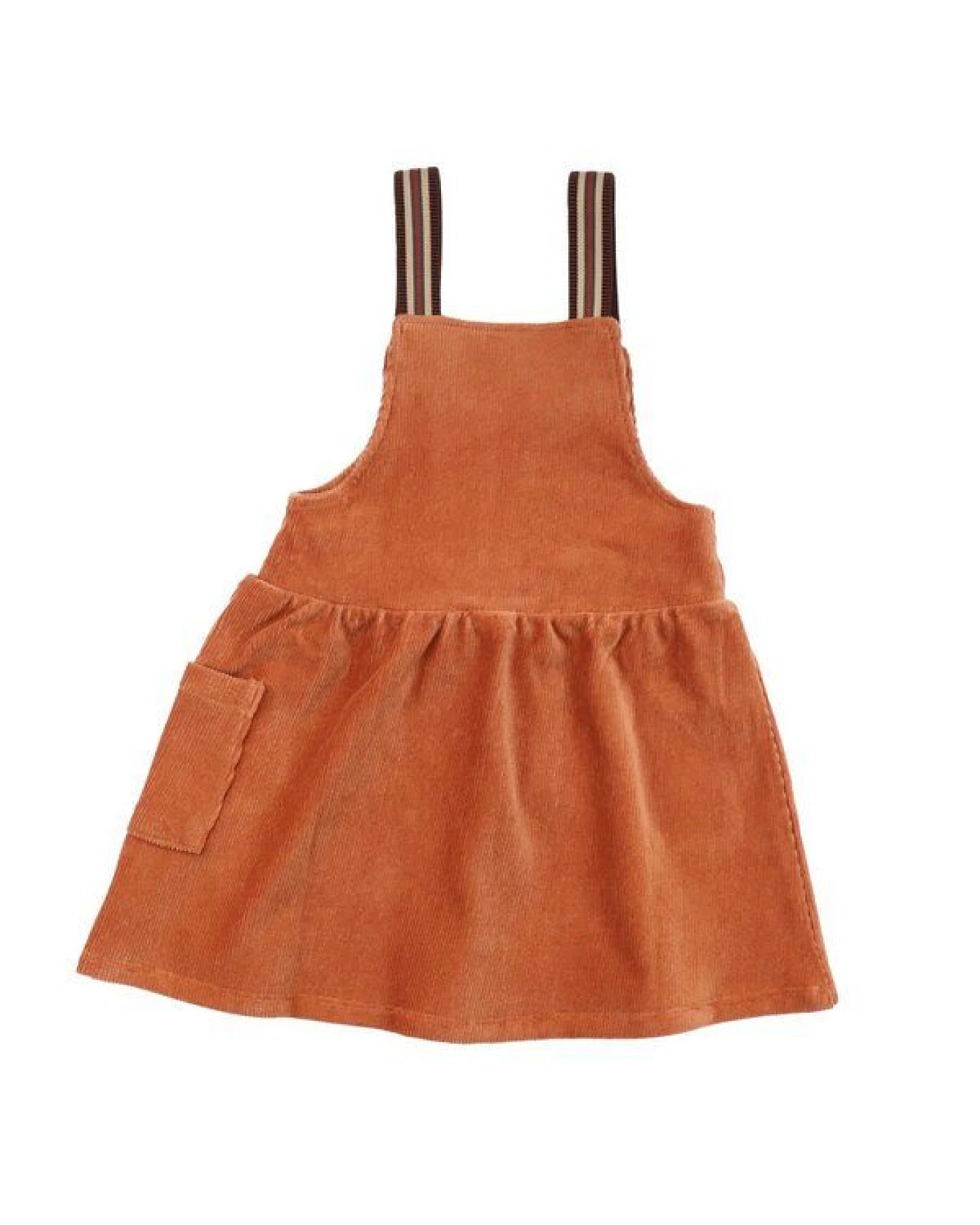 Kinder Trägerkleid GOTS zertifiziert – Cord in Braun, 95% Bio-Baumwolle, 5% Elasthan, bequem & kombinierbar – Ansicht 3