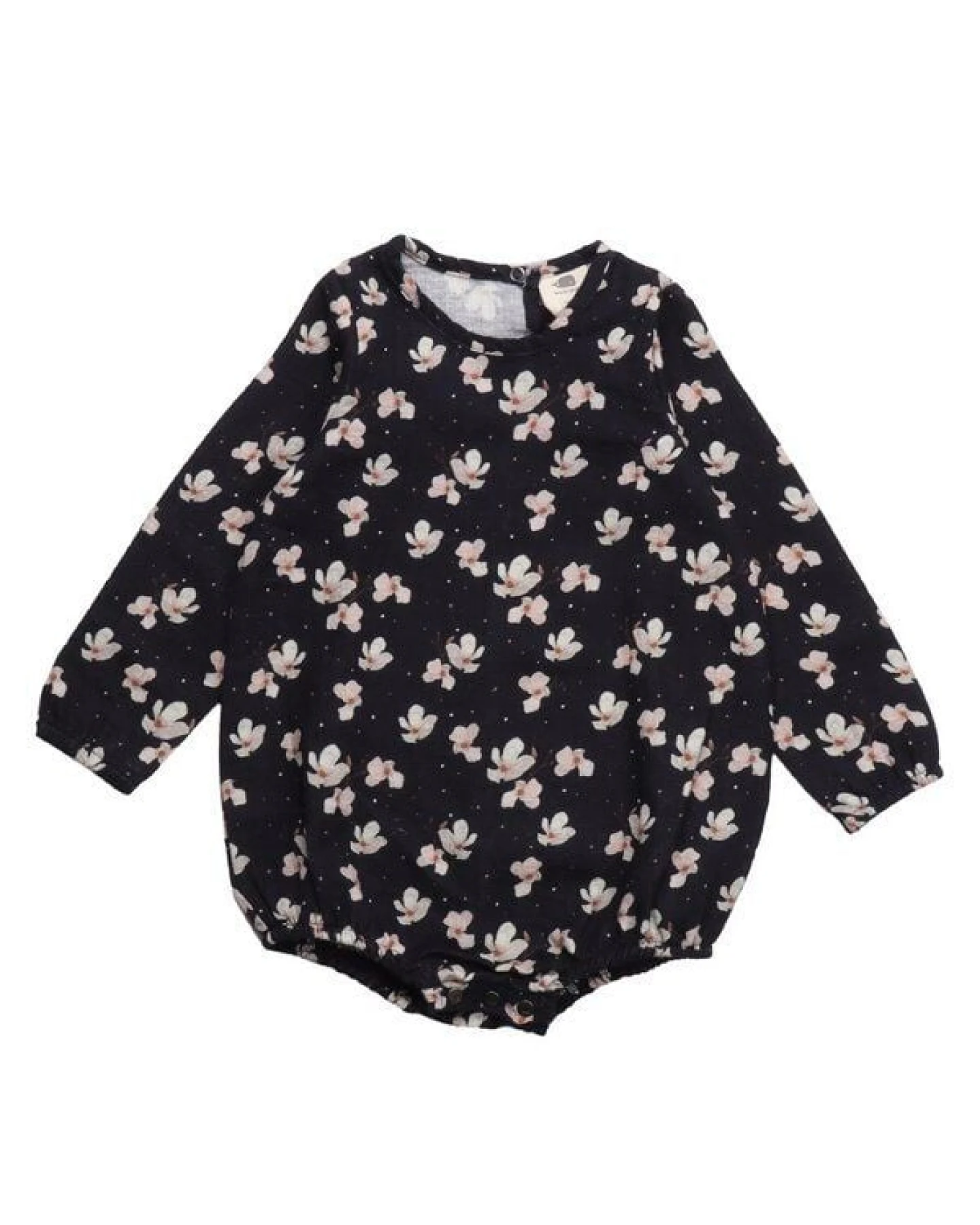 Baby Langarmbody GOTS-zertifiziert aus Bio-Baumwolle, dunkelblau mit Allover-Muster – Walkiddy, weich & hautfreundlich – Ansicht 2