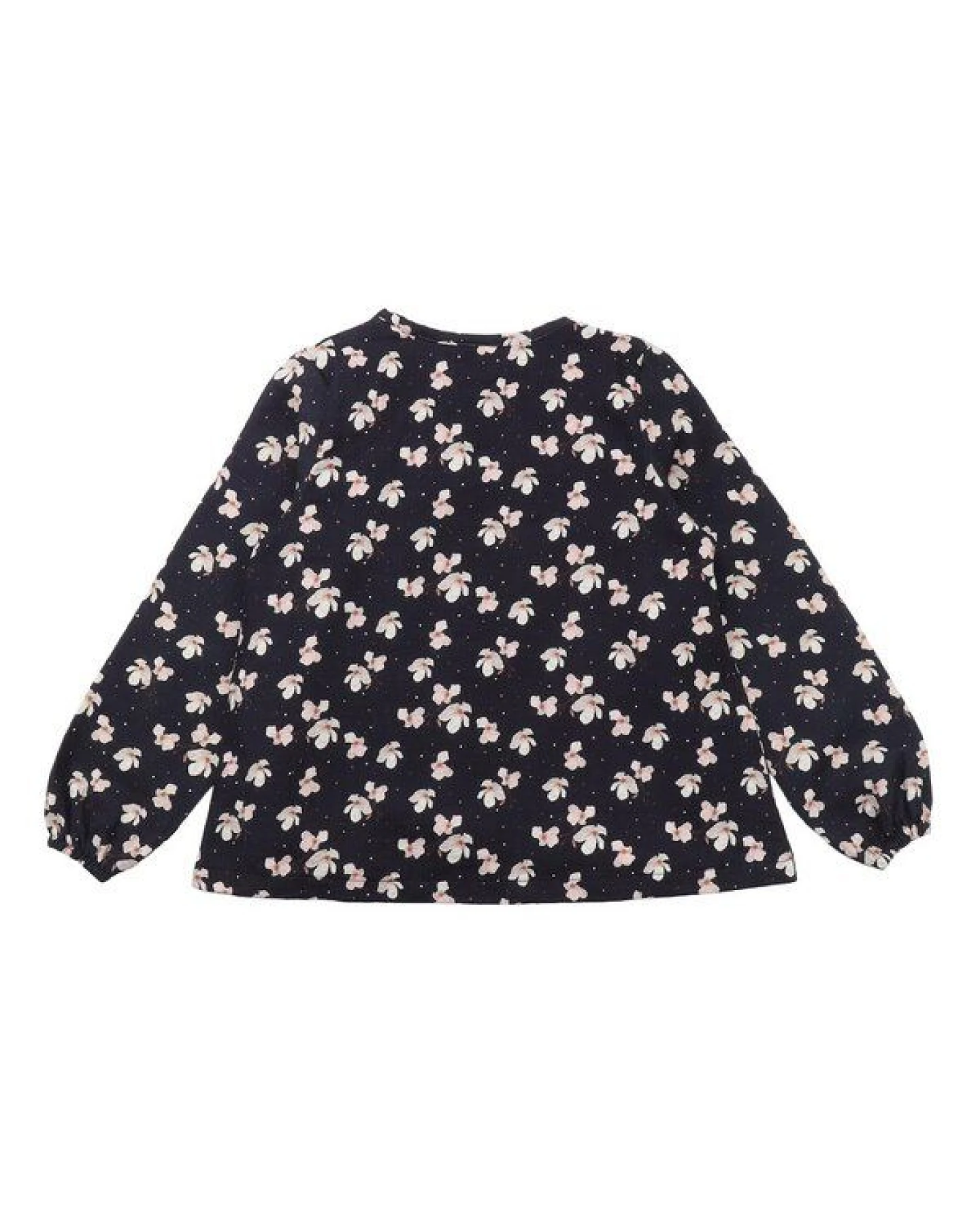Baby Langarmshirt GOTS zertifiziert – 95% Bio-Baumwolle, Dunkelblau mit Blütenmuster, weich & bequem – Ansicht 3