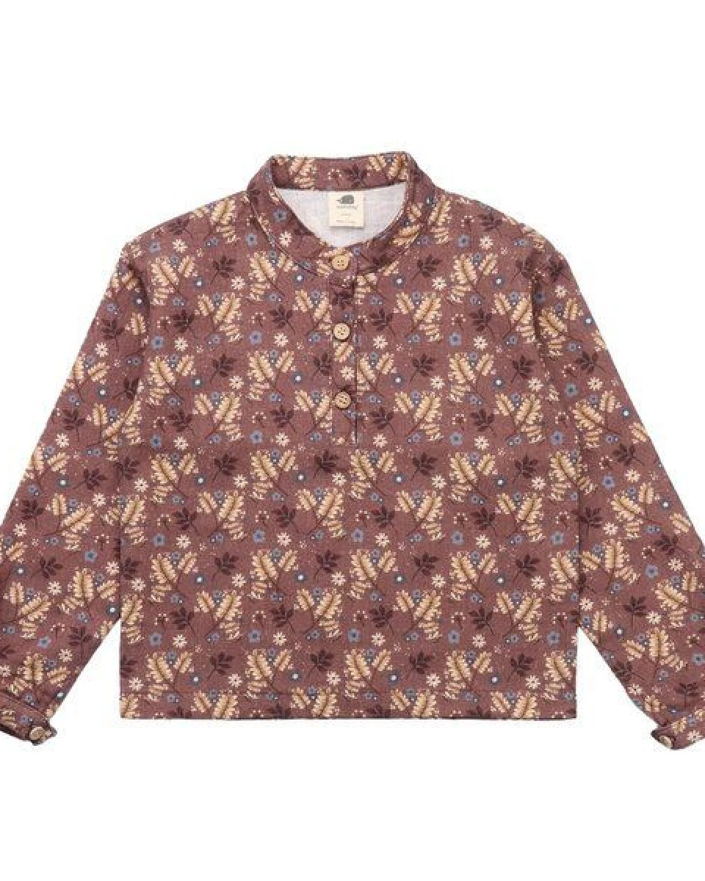 Kinder Langarmshirt GOTS zertifiziert, rosé, Herbst-Blumen-Allover, Bio-Baumwolle, weich – Walkiddy – Ansicht 2