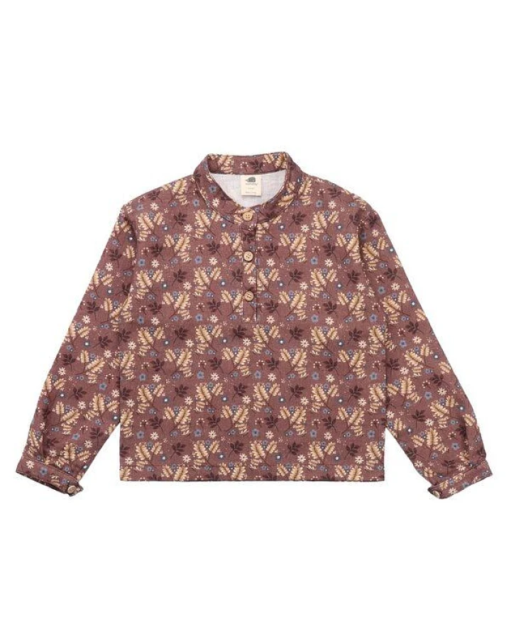 Kinder Langarmshirt GOTS zertifiziert, rosé, Herbst-Blumen-Allover, Bio-Baumwolle, weich – Walkiddy