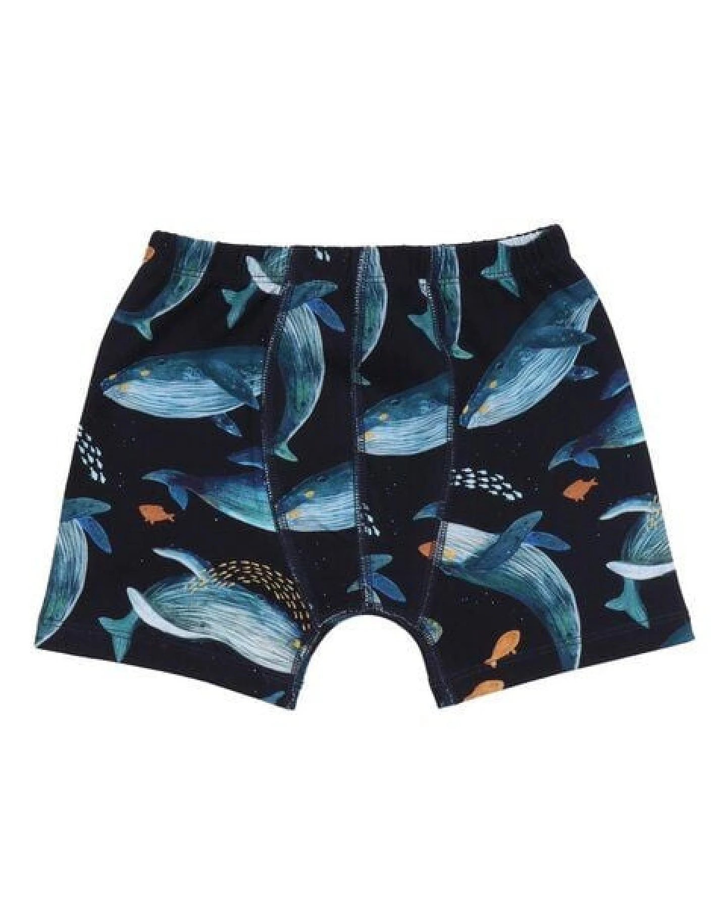Kleinkinder Unterhose GOTS-zertifiziert aus Bio-Baumwolle, dunkelblau mit Wal-Motiv, 95% Baumwolle 5% Elasthan – Walkiddy, weich & bequem – Ansicht 2