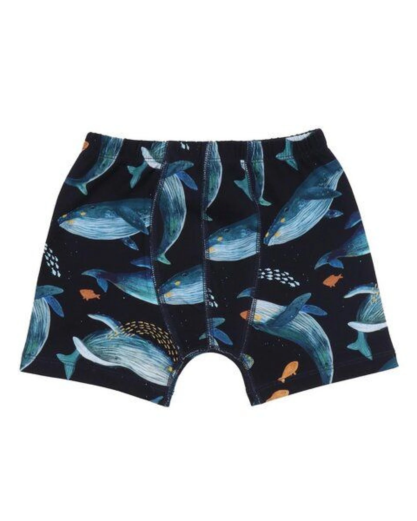 Kleinkinder Unterhose GOTS-zertifiziert aus Bio-Baumwolle, dunkelblau mit Wal-Motiv, 95% Baumwolle 5% Elasthan – Walkiddy, weich & bequem – Ansicht 2
