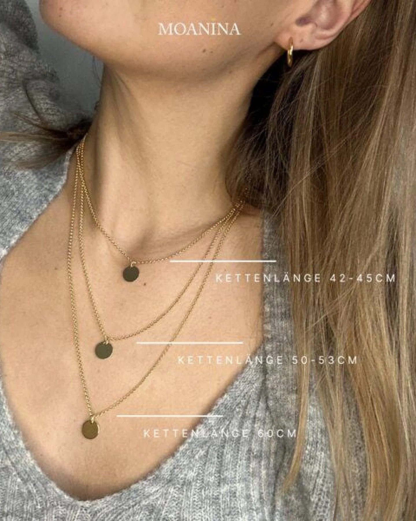 MOANINA Kette Milano - 925 Silber/18k Gold Vermeil - 3 Längen – Ansicht 4