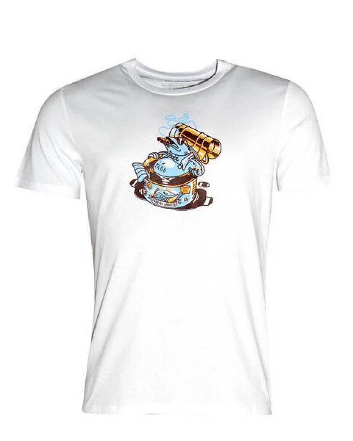 FÄDD Herren T-Shirt Rundhals aus Bio-Baumwolle "Dose Fisker" Weiß