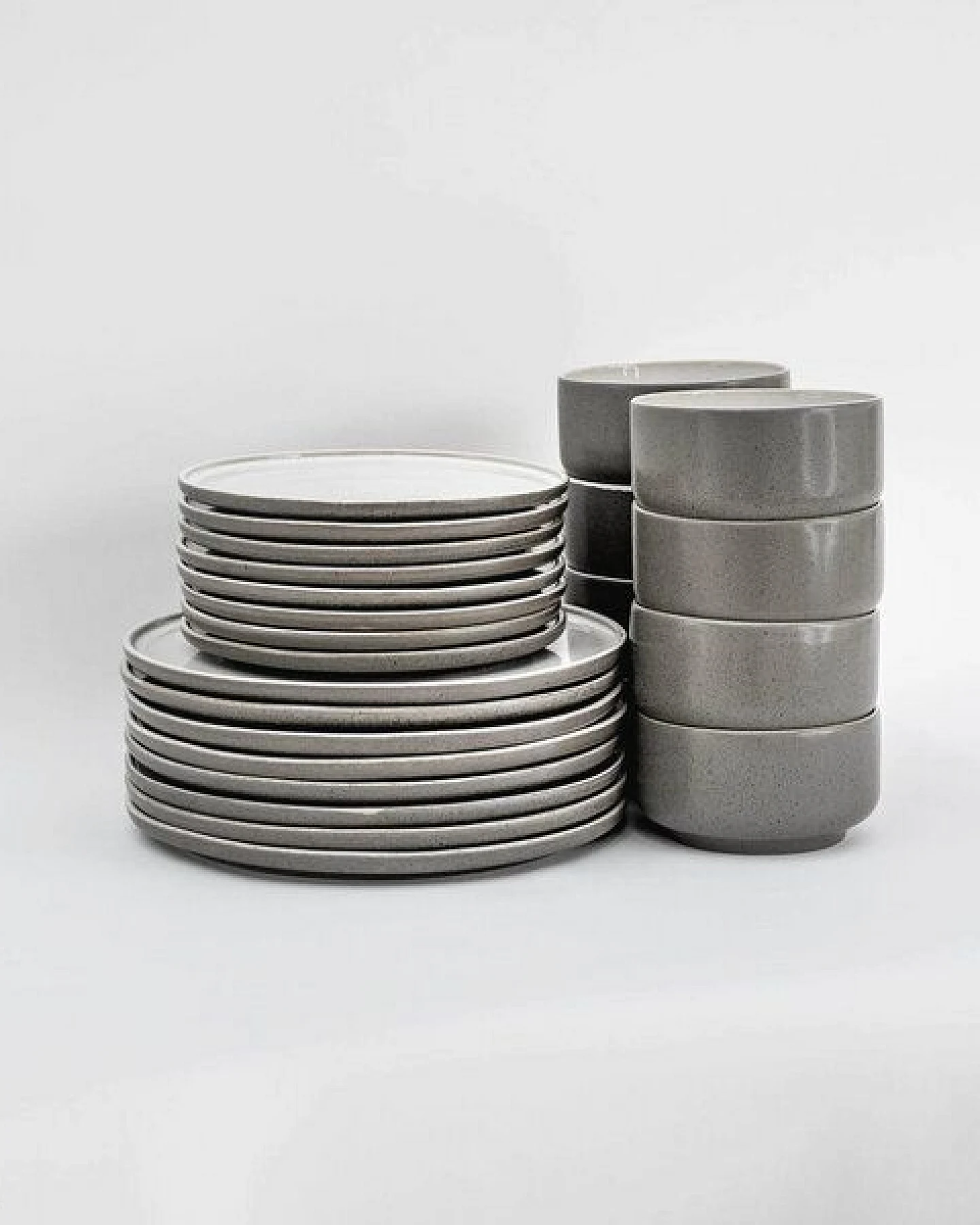 EDDA stoneware Lunch Geschirr Set Ddoria - Granit Grau aus Steingut (handgemacht) – Ansicht 3