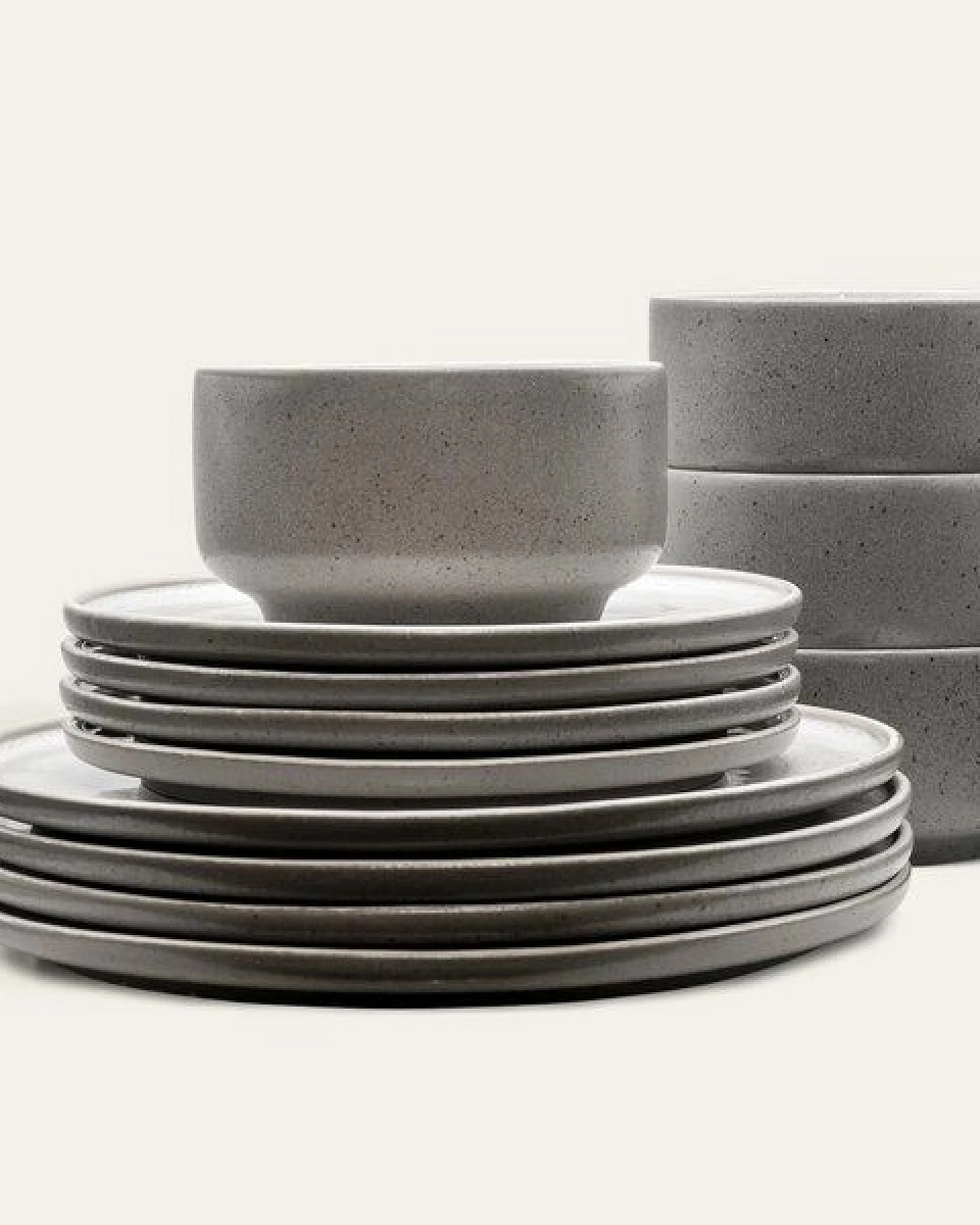 EDDA stoneware Lunch Geschirr Set Ddoria - Granit Grau aus Steingut (handgemacht) – Ansicht 4
