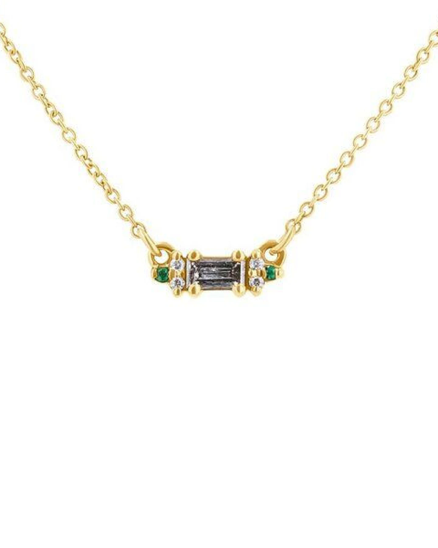 Eppi Kette mit Salt and Pepper Diamant, Smaragden und Moissaniten Matilda – Ansicht 2