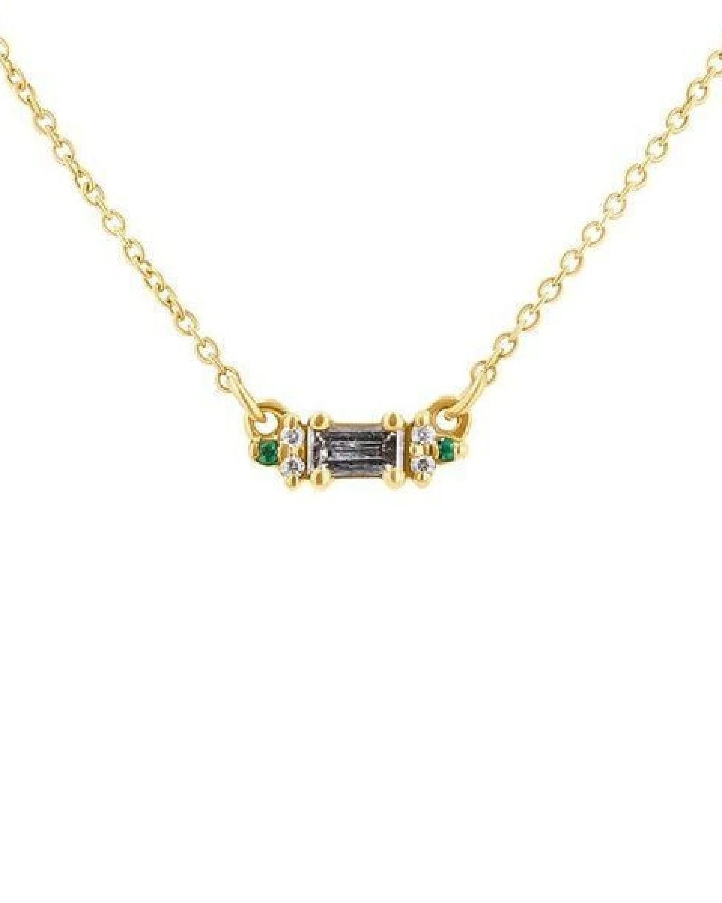 Eppi Kette mit Salt and Pepper Diamant, Smaragden und Moissaniten Matilda – Ansicht 2