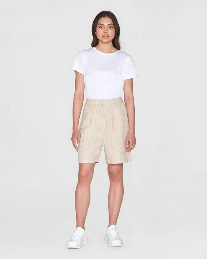 KnowledgeCotton Apparel Shorts - POSEY Wide Shorts - aus Bio Leinen