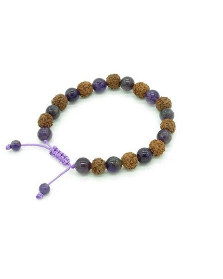 Just Be Handgelenk Mala Rudraksha mit Amethyst